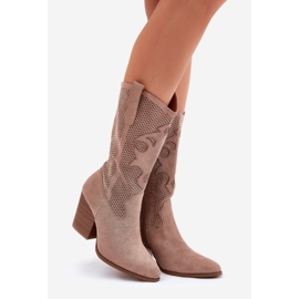 Stivali da cowboy aperti sul post S.Barski Hy51-606 beige 1