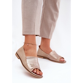 Ballerina elegante in pelle con dita nude Zazoo 1865 beige 2