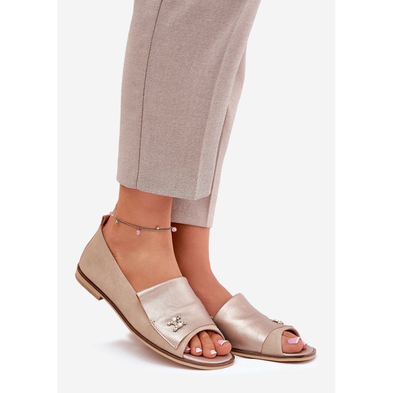 Ballerina elegante in pelle con dita nude Zazoo 1865 beige 1