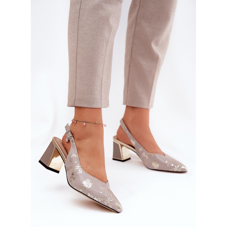 Sandali in pelle femminile sul pilastro con strumenti ad alto naso Vinceza 66733 oro e argento 2