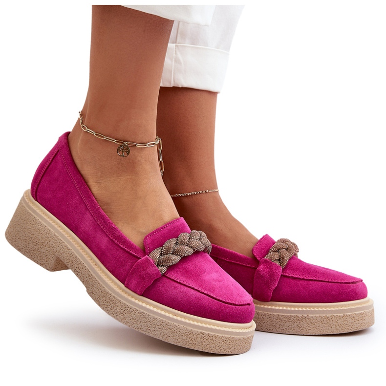 Zazoo 3429/W Micocarie in pelle scamosciata femminile con un ornamento di fucsia rosa 4