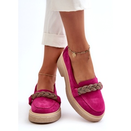 Zazoo 3429/W Micocarie in pelle scamosciata femminile con un ornamento di fucsia rosa 3