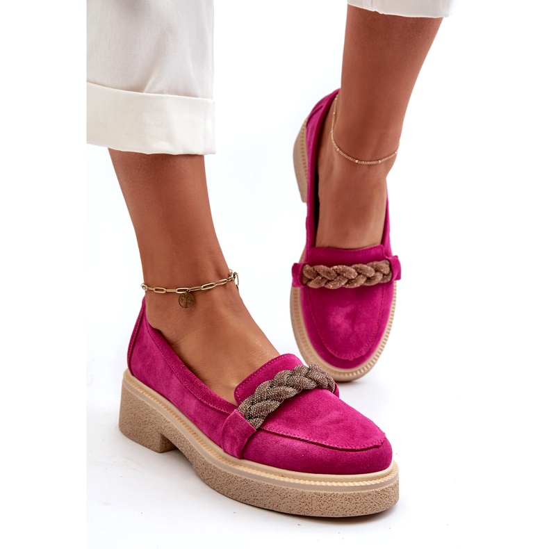 Zazoo 3429/W Micocarie in pelle scamosciata femminile con un ornamento di fucsia rosa 2
