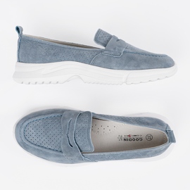 Goodin Mocassini blu in pelle sulla piattaforma 1