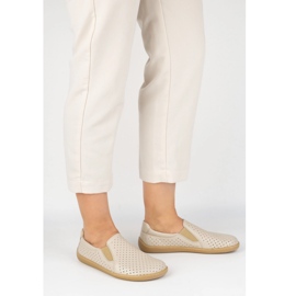 Scarpe da donna in pelle a piedi nudi slippato Pollonus vanilia 5-130-022 beige 1