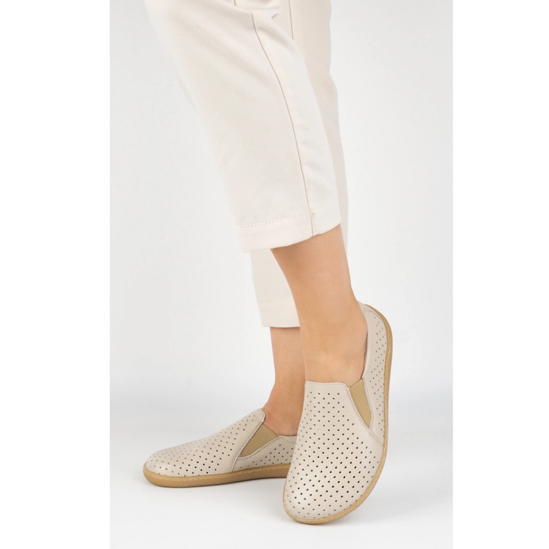 Scarpe da donna in pelle a piedi nudi slippato Pollonus vanilia 5-130-022 beige 2