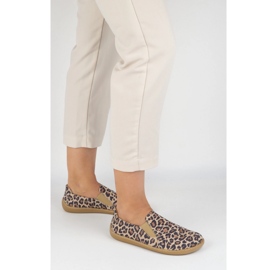 Scarpe in pelle da donna a piedi nudi Pollonus Slippato 5-1308-023 Leopard Stampa beige 2