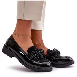 S.Barski Mocassini verniciati da donna S. Barski Hy369a Nero con un ornamento 5