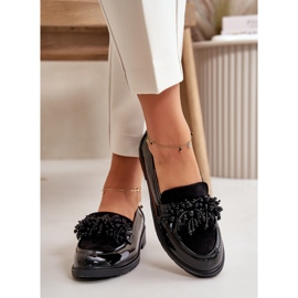 S.Barski Mocassini verniciati da donna S. Barski Hy369a Nero con un ornamento 4