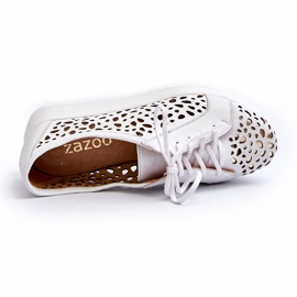 Scarpe traforate in pelle da donna Zazoo 2821 bianca 2