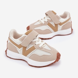 Scarpe da ginnastica con velcro per bambini, Beige 2