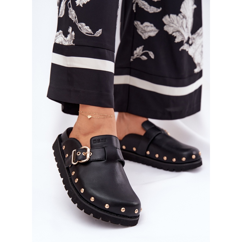 Flip in pelle -flips femminili intasanti sulla piattaforma nera Big Star RR274A378 nero 2