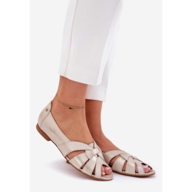 Ballerine in pelle con dita nude maciejka 06908-25/001-1 zloty spazzata via d'oro 1