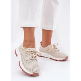 Scarpe in pelle da donna con artiker 54c1811 beige 2