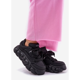 Sneaker in pelle da donna sulla piattaforma enorme Goe RR2N4044 Black nero 1