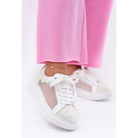 Sneaker decorate sulla piattaforma bianca Goe RR2N4003 bianco 2