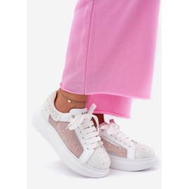 Sneaker decorate sulla piattaforma bianca Goe RR2N4003 bianco 1
