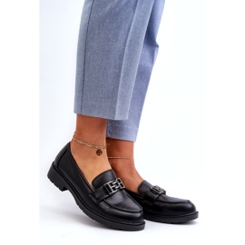 S.Barski Mocassine di eco-inoather femminile con un ornamento di S. Barski Hy372 Black nero 1