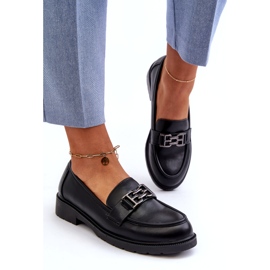 S.Barski Mocassine di eco-inoather femminile con un ornamento di S. Barski Hy372 Black nero 2