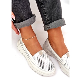 Evento MOFER OPENWORK in pelle leggera 24pb18-6870 BIANCO bianca 4