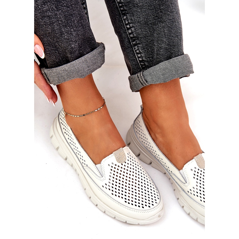 Evento MOFER OPENWORK in pelle leggera 24pb18-6870 BIANCO 4