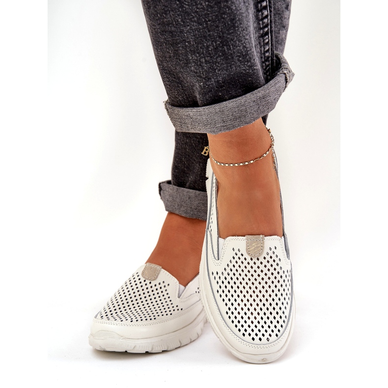 Evento MOFER OPENWORK in pelle leggera 24pb18-6870 BIANCO 2