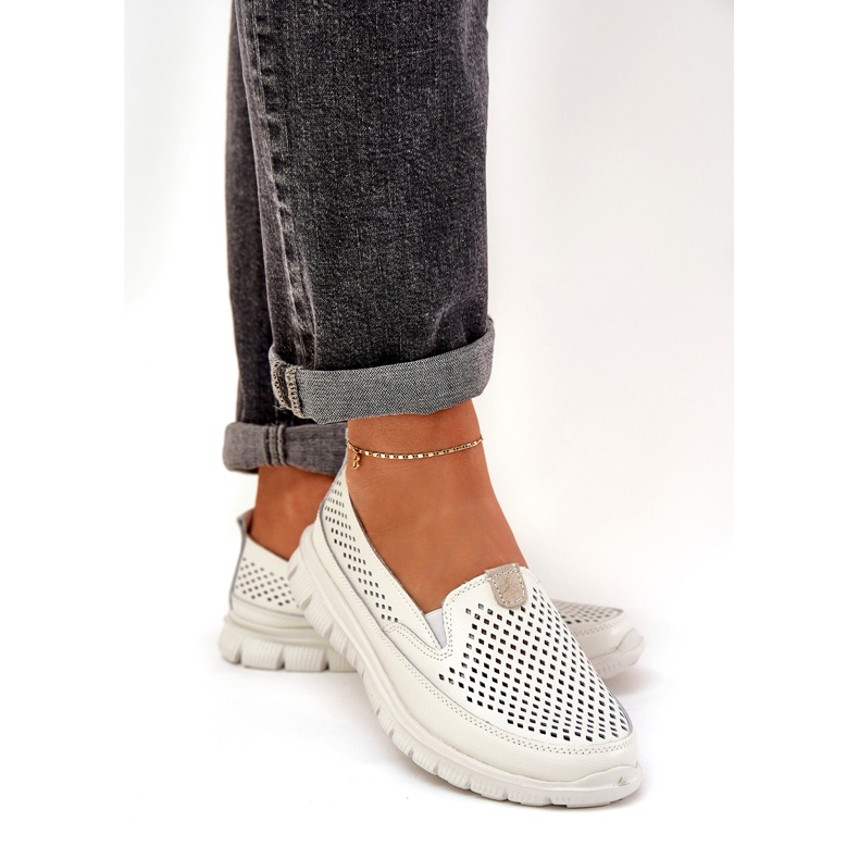 Evento MOFER OPENWORK in pelle leggera 24pb18-6870 BIANCO 3