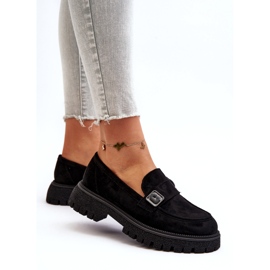 Vinceza Mocassini neri eco-elendari femminili con una cintura decorativa e un inserto in pelle nero 2