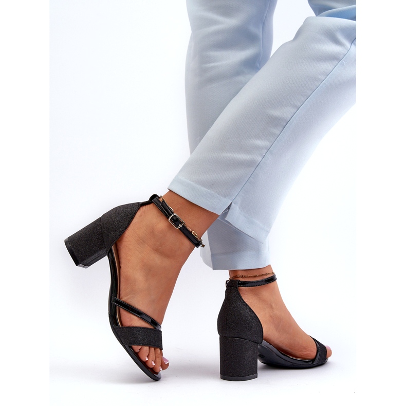Vinceza Sandali glitter da donna 20244 su un pilastro basso nero 3