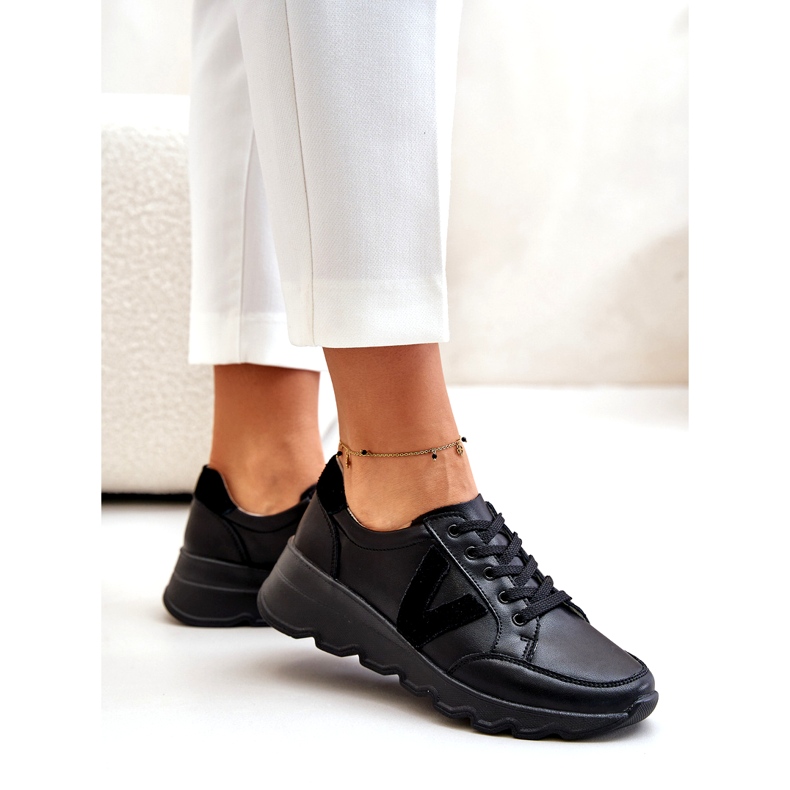 Scarpe sportive in pelle da donna Vinceza 7918 Nere nero 2