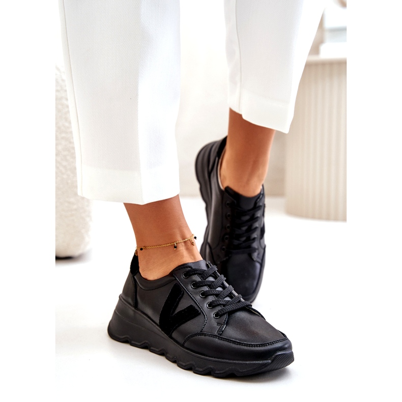 Scarpe sportive in pelle da donna Vinceza 7918 Nere nero 1