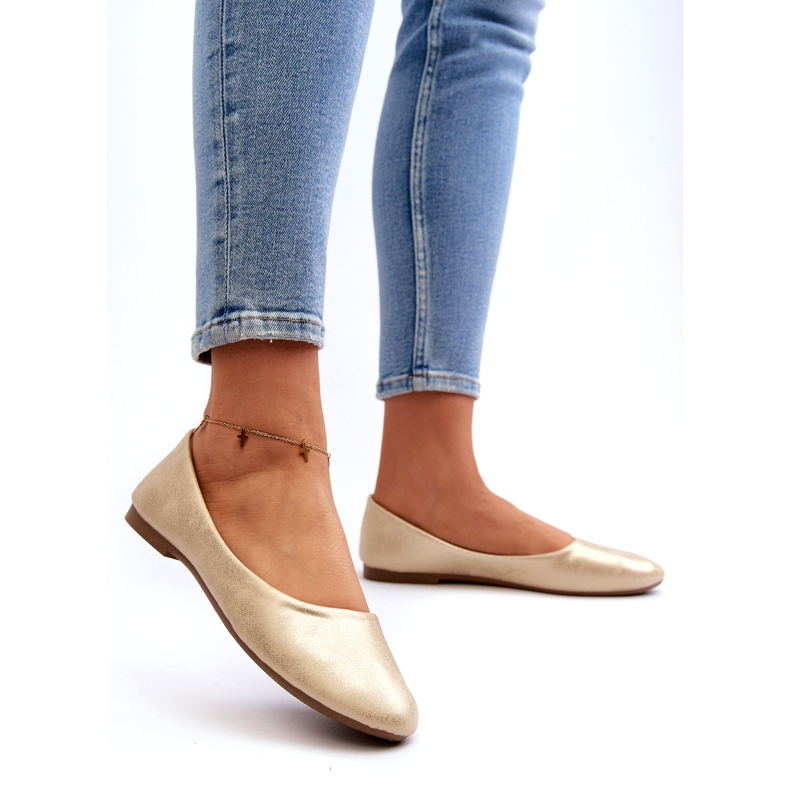 Ballerine classiche dorate in pelle d'oro 2
