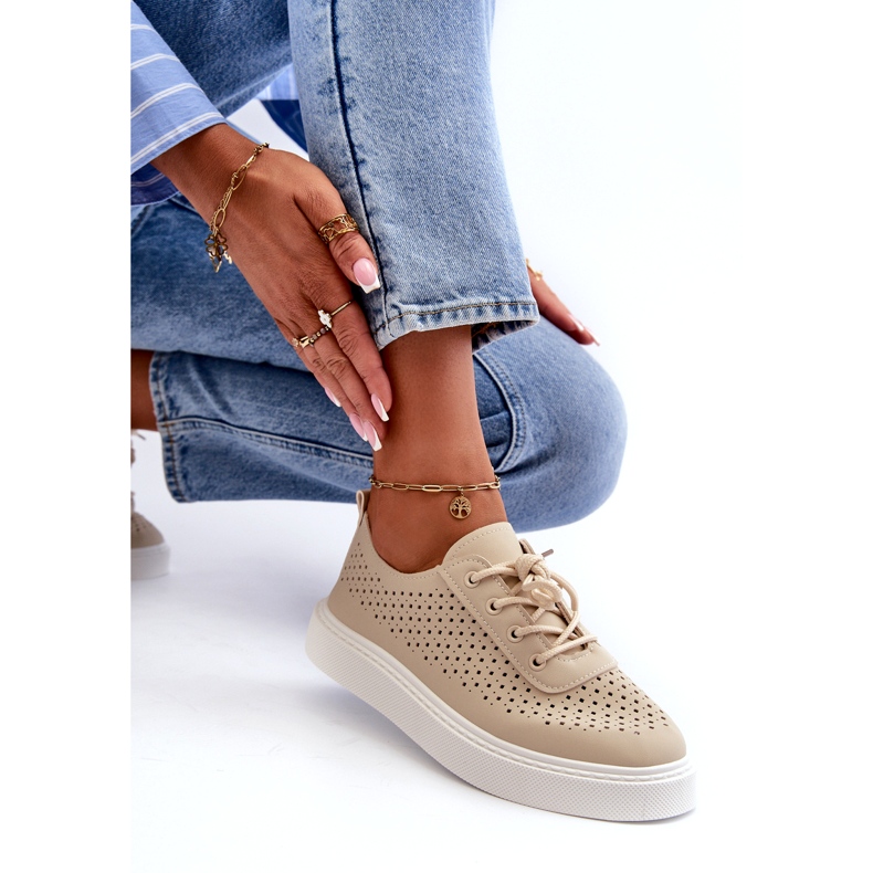 Sneaker sneaker aperte sulla piattaforma beige 3