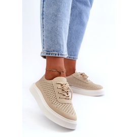 Sneaker sneaker aperte sulla piattaforma beige 1