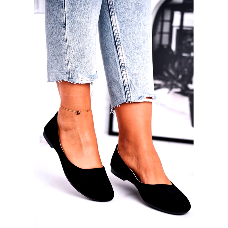 Evento Ballerinas in pelle scamosciata femminile 9BL02-1031 Inserto nero in pelle nera 3