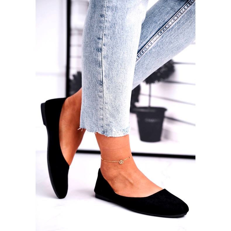 Evento Ballerinas in pelle scamosciata femminile 9BL02-1031 Inserto nero in pelle nera 2