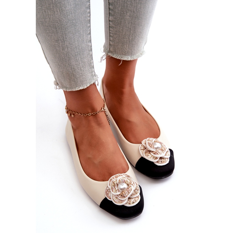 Seastar Ballerinas Eco in pelle da donna con Pearl Beige decorativo 3