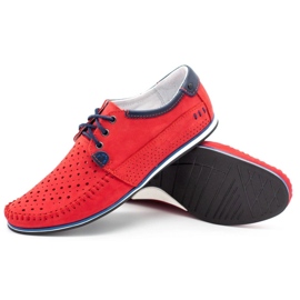 KOMODO Scarpe da uomo mocassini in pelle 875 per l'estate rosso 3