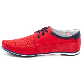 KOMODO Scarpe da uomo mocassini in pelle 875 per l'estate rosso 2