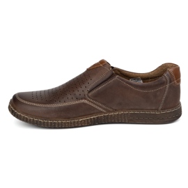 KOMODO Scarpe in pelle maschile Openwork casual 854/l/2 marrone 1