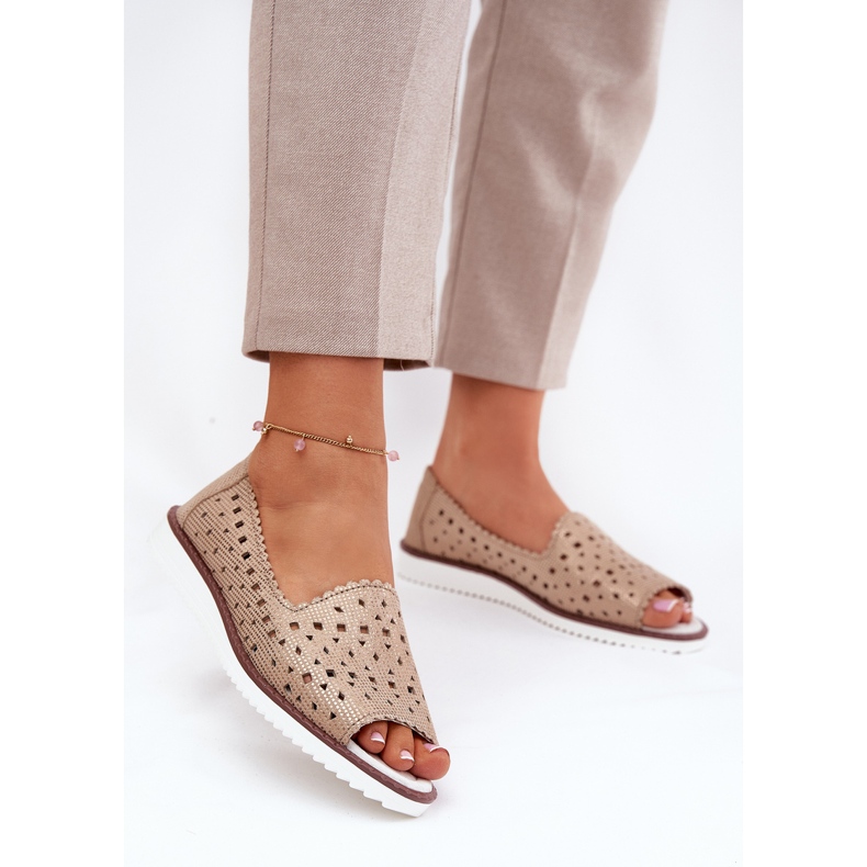 S.Barski Ballerina di lavoro in pelle con dita nude S. Barski LR51-922 oro d'oro 2