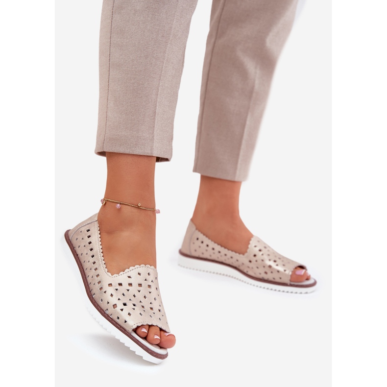 S.Barski Ballerina di lavoro in pelle con dita nude S. Barski LR51-922 beige 1