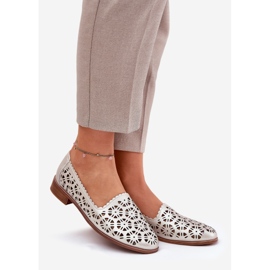 S.Barski In pelle openwork mocasins femminile S. Barski LR51-646 PLN d'oro 1