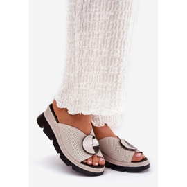 S.Barski Pantofole in pelle femminile con un ornamento di S. Barski LR51-662 beige 1