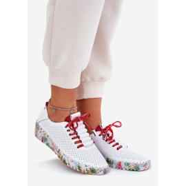 Scarpe in pelle sulla piattaforma modellata artiker 54c1567 bianco e rosso 1