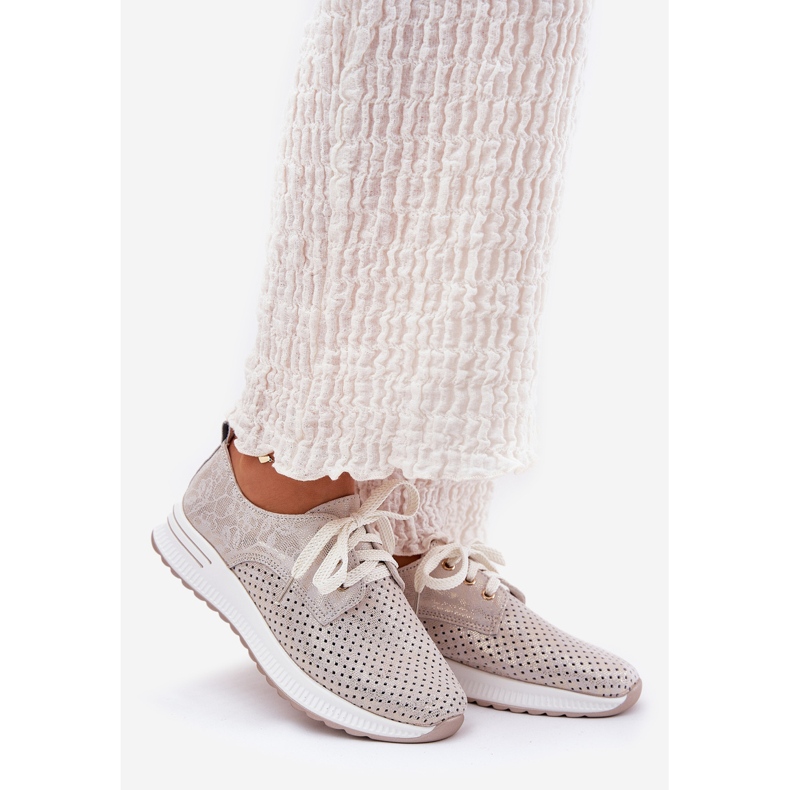 ARTIKER Scarpe da donna leggera in pelle sull'artker 56C2113 Piattaforma beige-o-gold 1