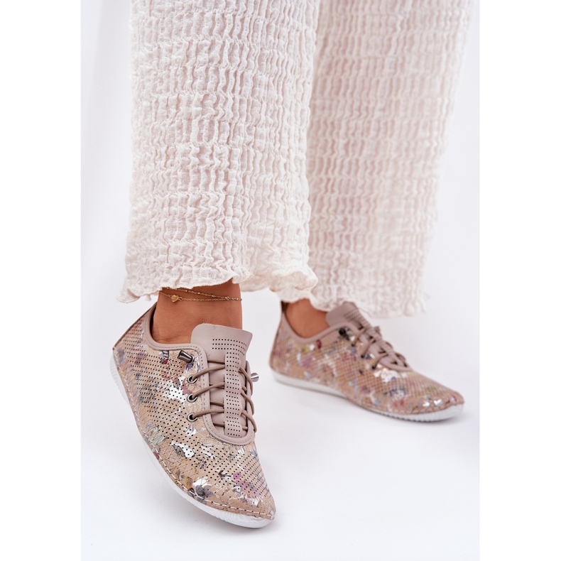 Scarpe da donna realizzate con artiker a motivi naturali 56C2689 beige 2
