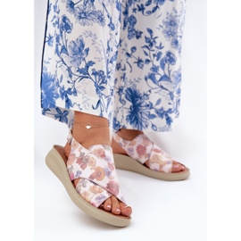 Jezzi Sandali femminili con eco in pelle con fiori multicolore 2