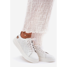 Sneaker in pelle da donna sulla piattaforma bianca Vinceza 88018 bianco 1