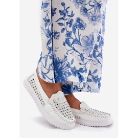 Vinceza Mocassini in pelle femminile con pattern openwork Vincez 88028 Bianco 1